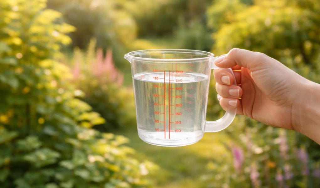 main-gobelet-jardin-plantes-flou