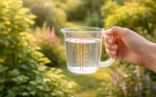 main-gobelet-jardin-plantes-flou