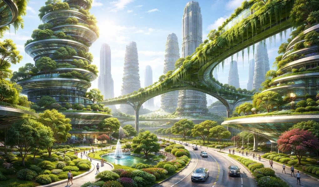 panorama-urbain-futuriste-batiments-vegetation