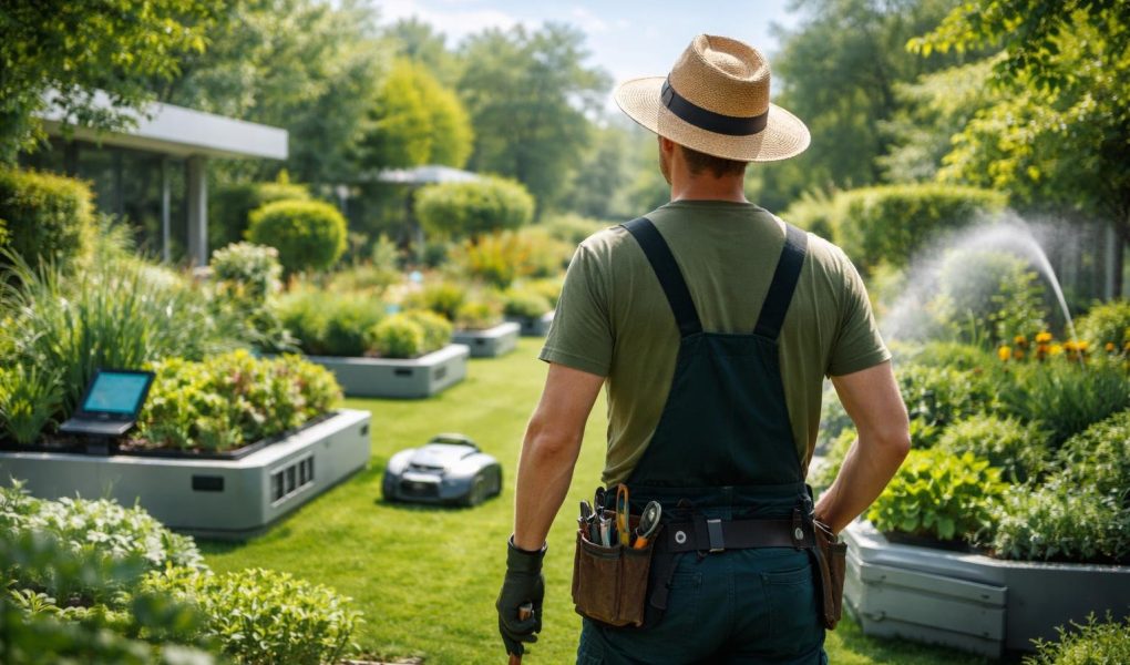 jardinier-jardin-moderne-plantes-luxuriantes