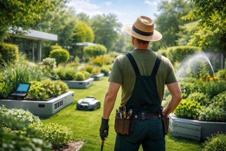 jardinier-jardin-moderne-plantes-luxuriantes