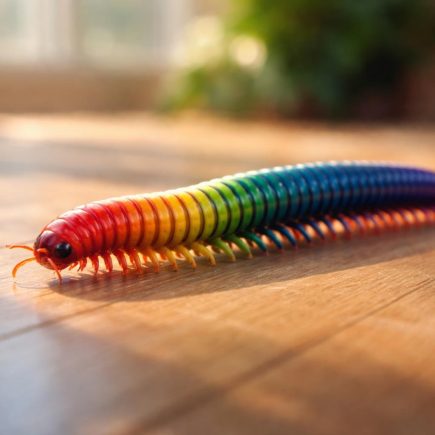 mille-pattes-couleurs-vives-parquet-bois