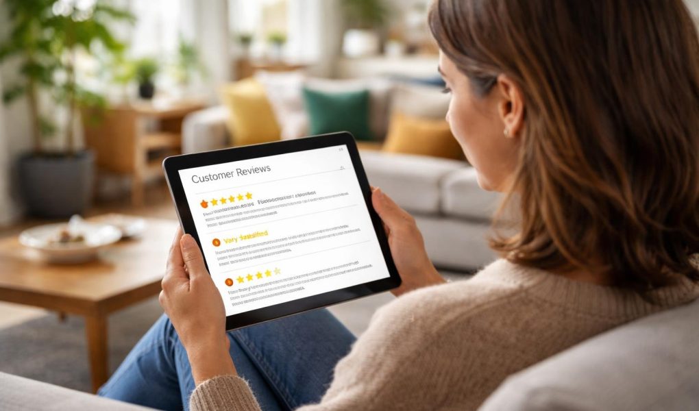 personne-tablette-salon-moderne-plantes