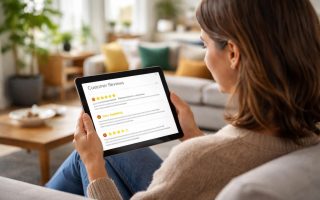 personne-tablette-salon-moderne-plantes