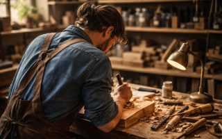 artisan-bois-outils-etagere-floue